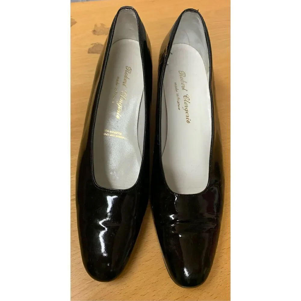 Robert Clergerie BARNEYS VINTAGE Black Patent Leather Heels Pumps Shoes 7.5 AA